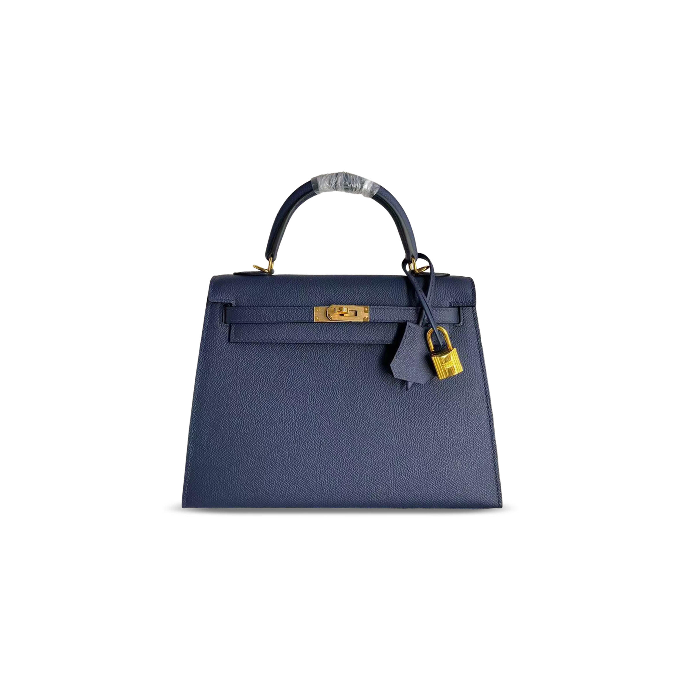 HERMES KELLY 25 BLEU NAVY EPSOM GOLD HARDWARE (25*17*7cm)